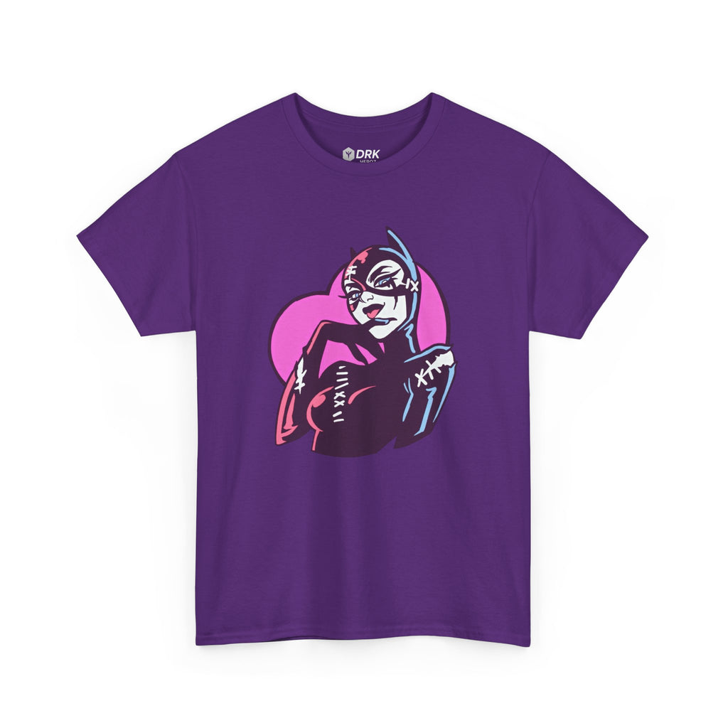 Catwoman Neon Heart Retro Comic T-Shirt — Catwoman Anti-Hero Tee