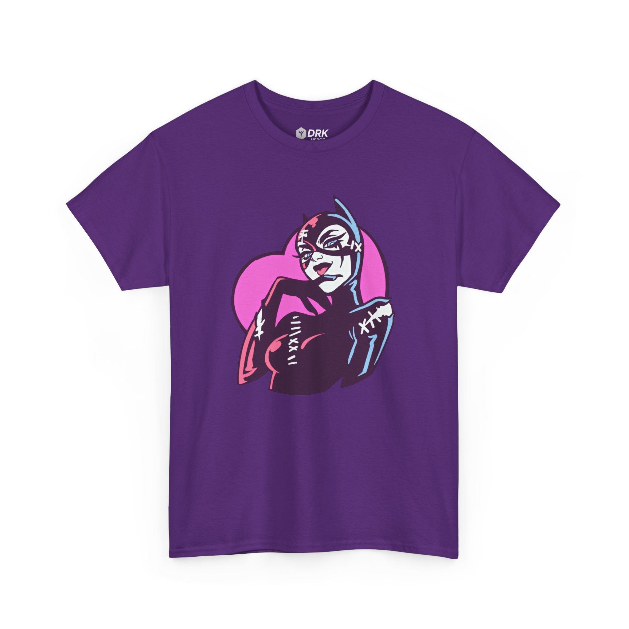 Catwoman Neon Heart Retro Comic T-Shirt — Catwoman Anti-Hero Tee