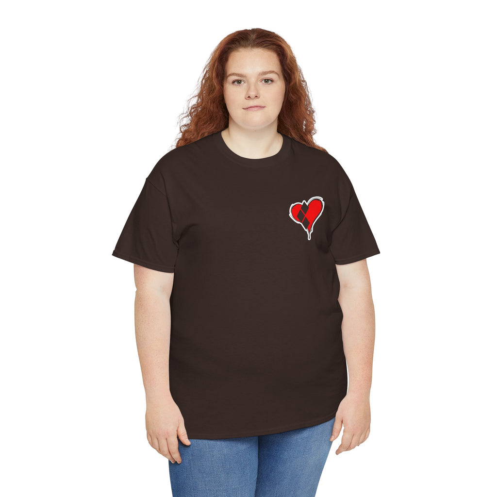 Harlequin Heart Tee — Joker-Inspired Playing Card Graphic T-Shirt