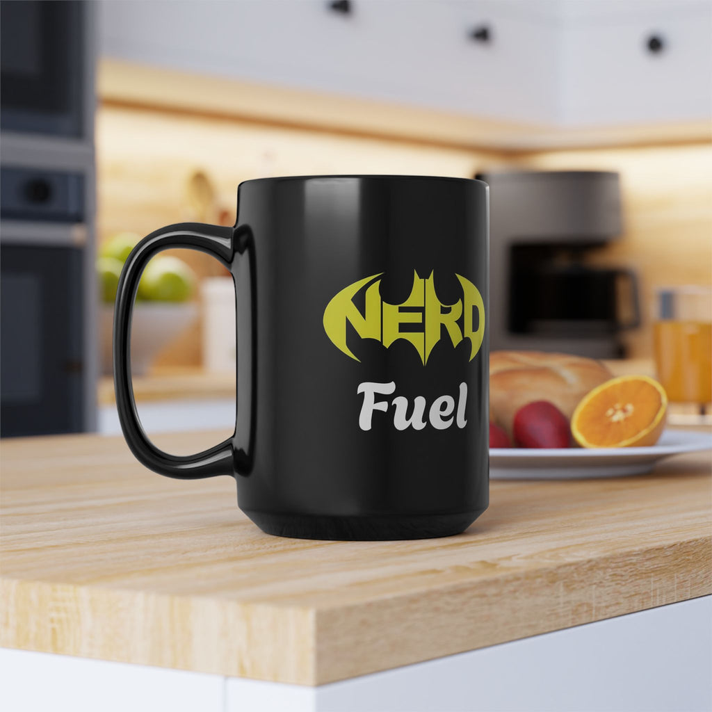 Nerd Fuel Black Morning Coffee Mug — Nerd Batman Logo 11oz/15oz