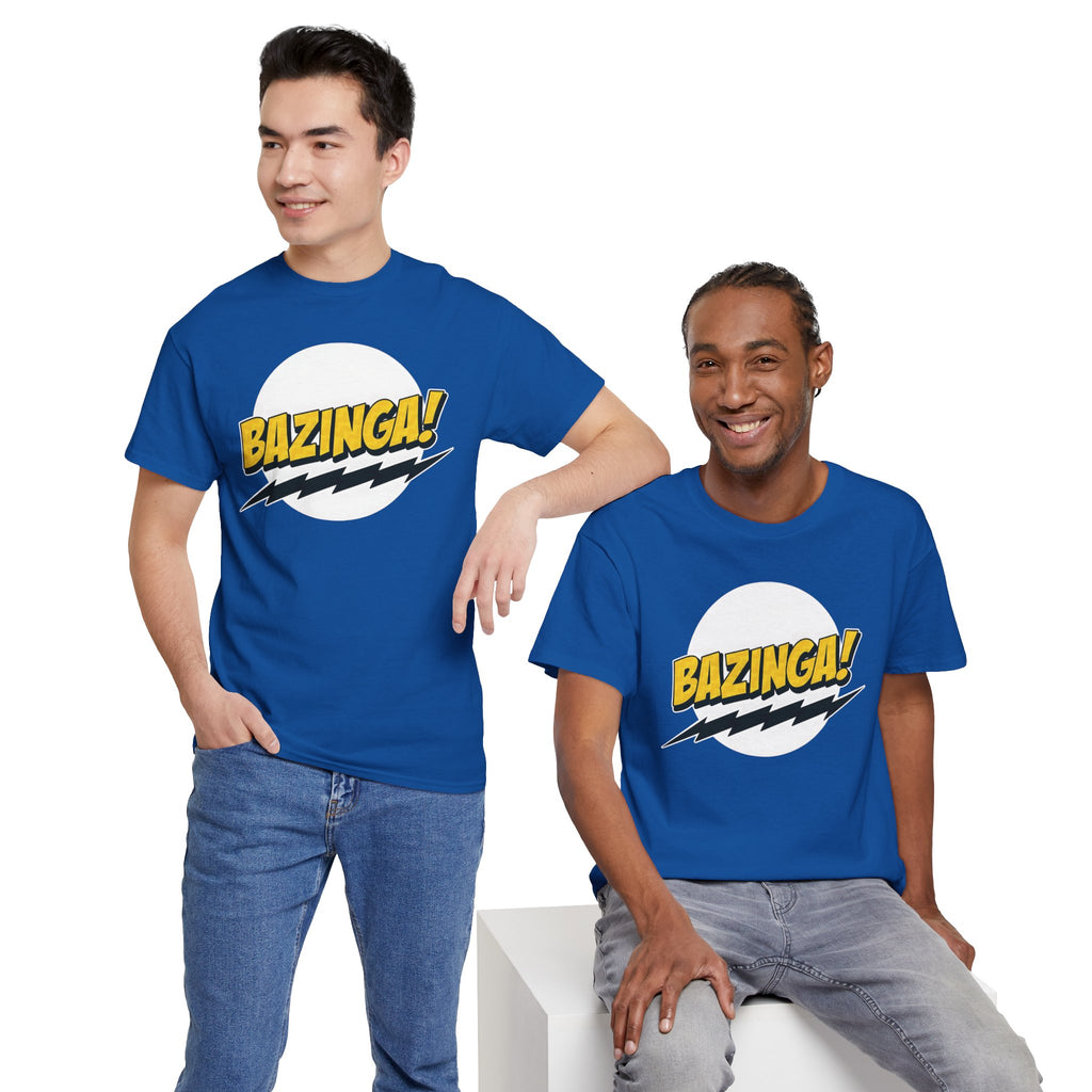 Flash Parody: A fan tribute Unisex T-shirt - DC Flash logo with Sheldon's catchphrase "Bazinga!"