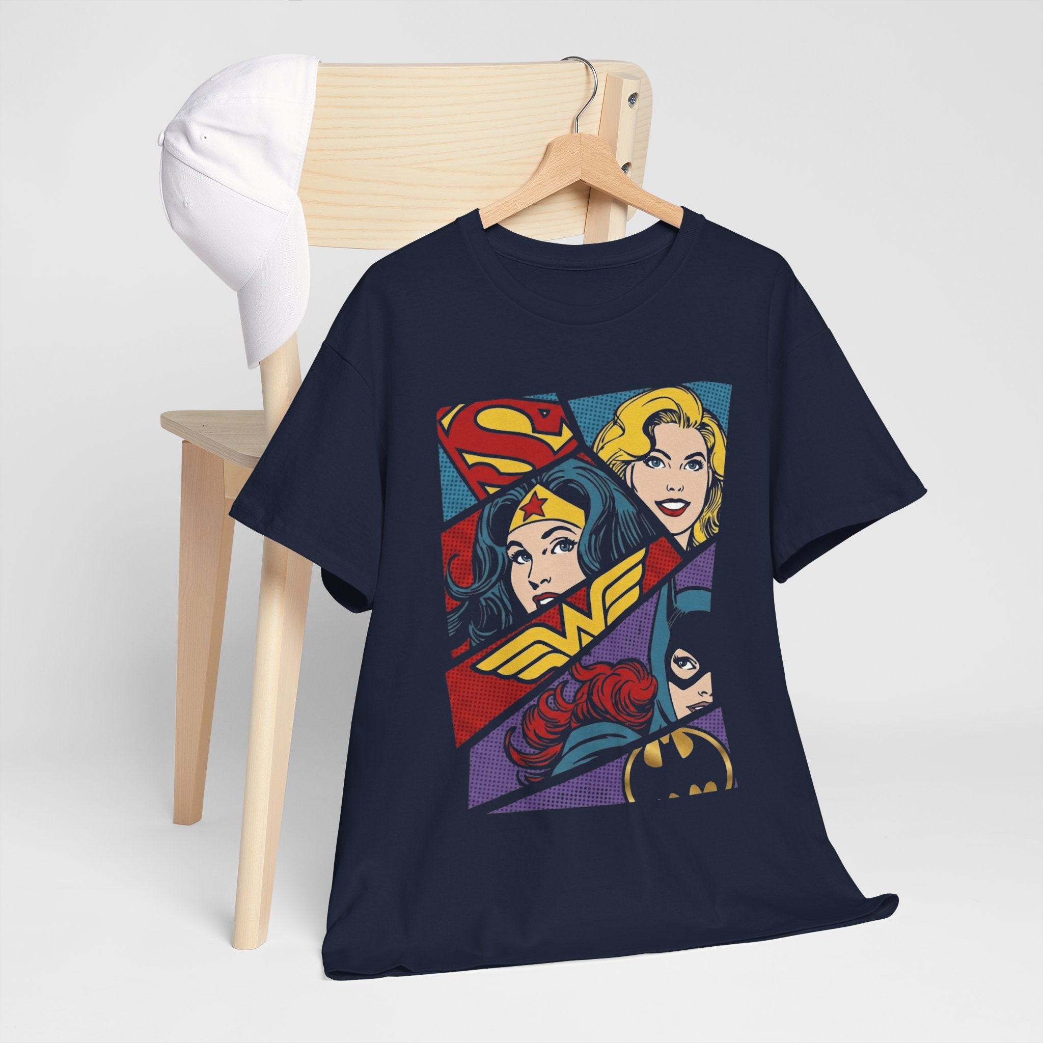 DC Girls Superhero Collage T‑Shirt — Wonder Woman, Supergirl & Batgirl Comic Tee