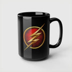 Classic DC Flash Lightning Bolt Mug - Scarlet Speedster Black Coffee Mug-  11oz & 15oz Speed Force Drinkware