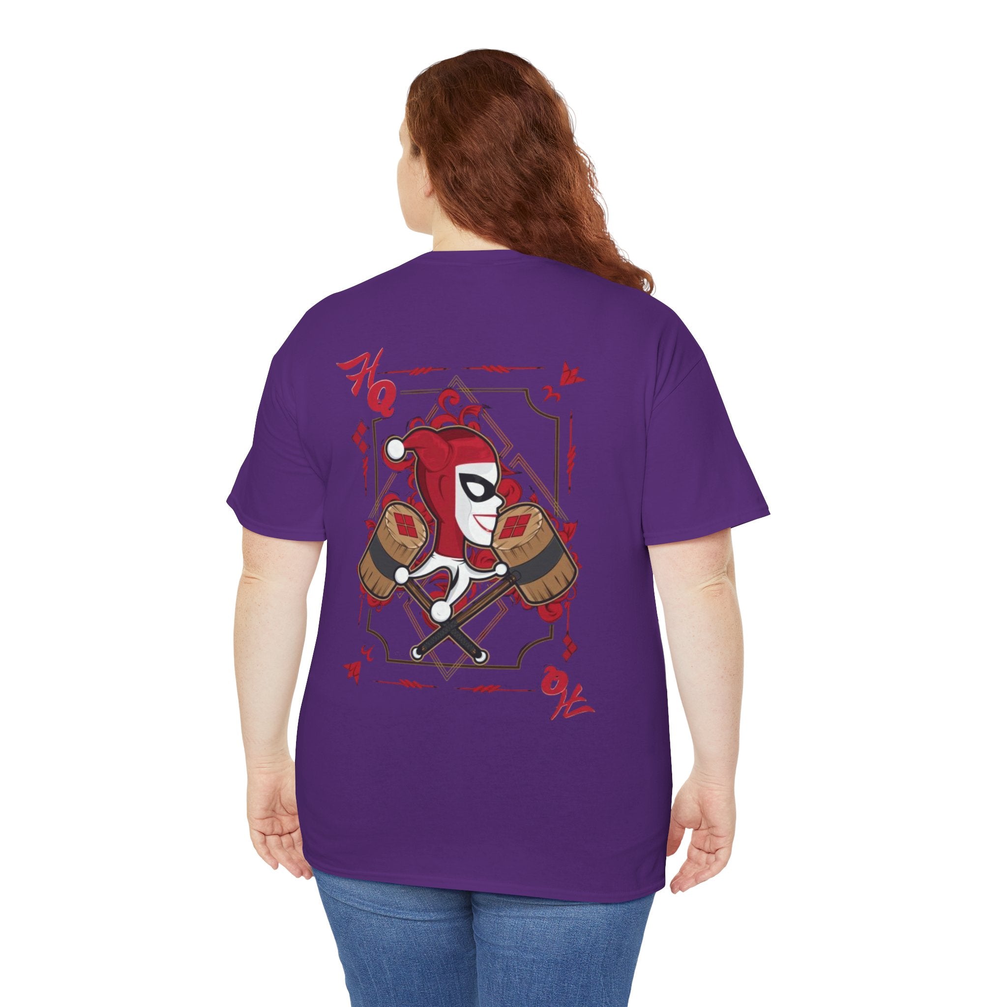 Harlequin Heart Tee — Joker-Inspired Playing Card Graphic T-Shirt