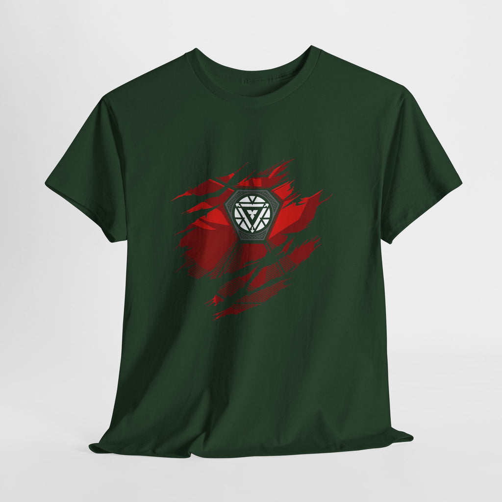 Iron Man Reactor Ripped Chest Graphic Tee — Toni Stark 2026 Tee