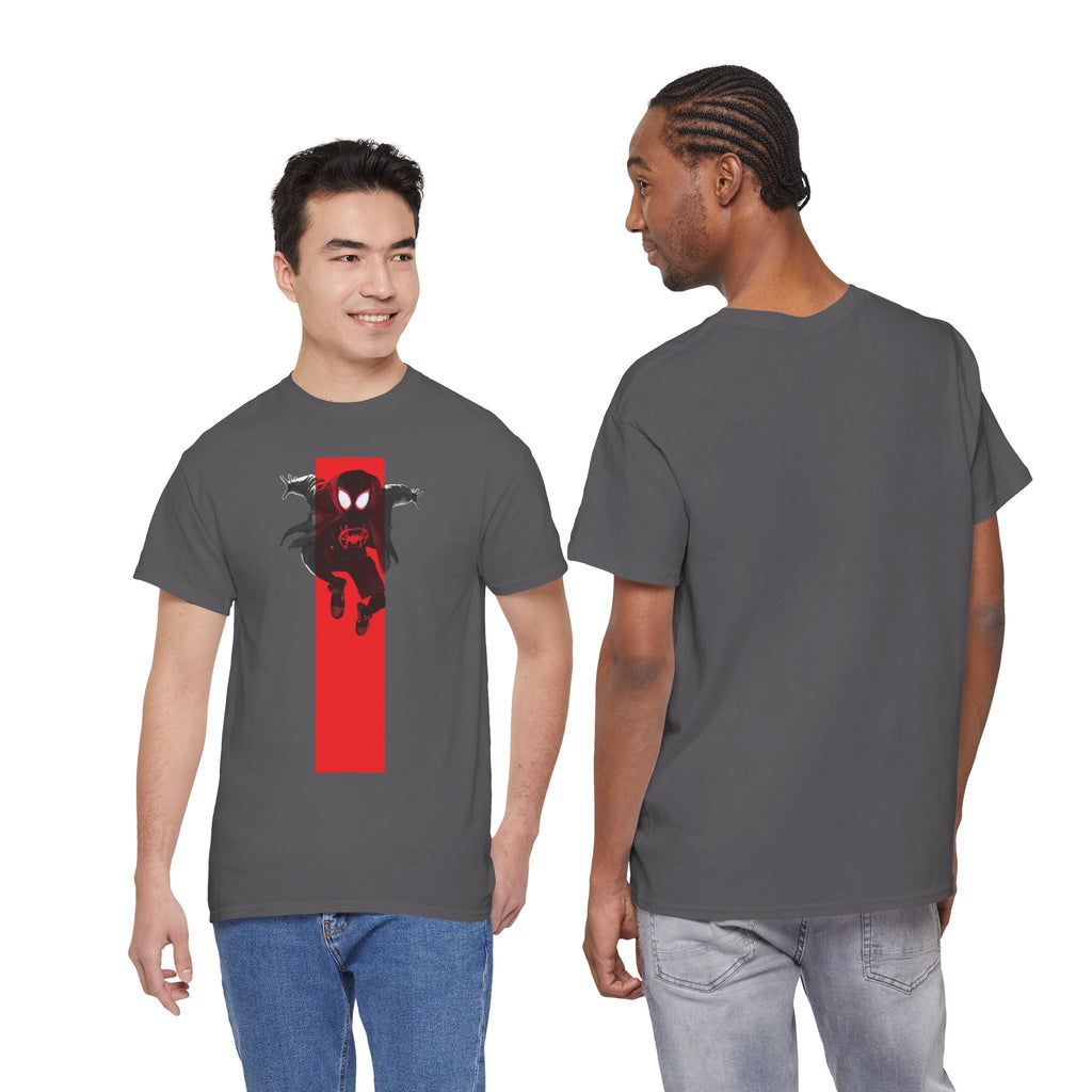 Marvel Miles Morales Spider-Man T-Shirt – Red Vertical Stripe Design | Premium Superhero Tee for Fans