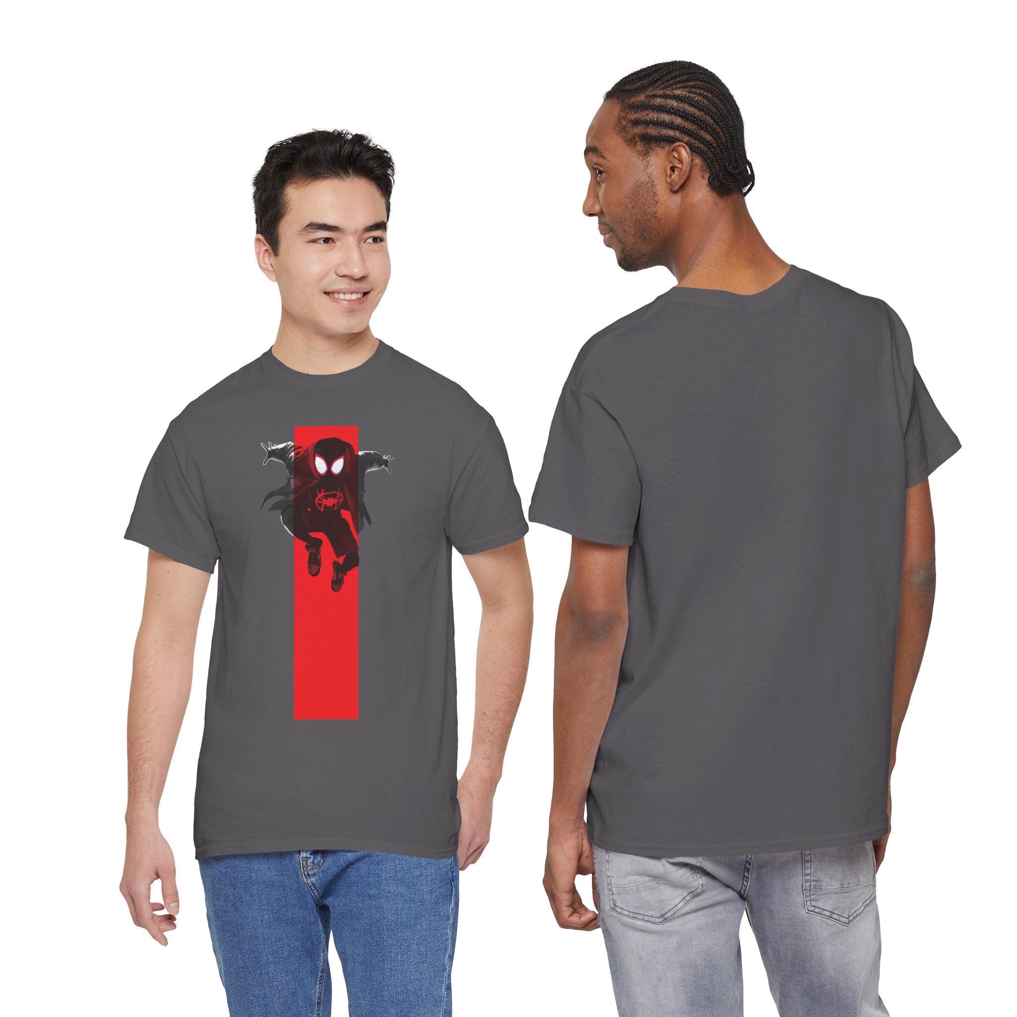 Marvel Miles Morales Spider-Man T-Shirt – Red Vertical Stripe Design | Premium Superhero Tee for Fans