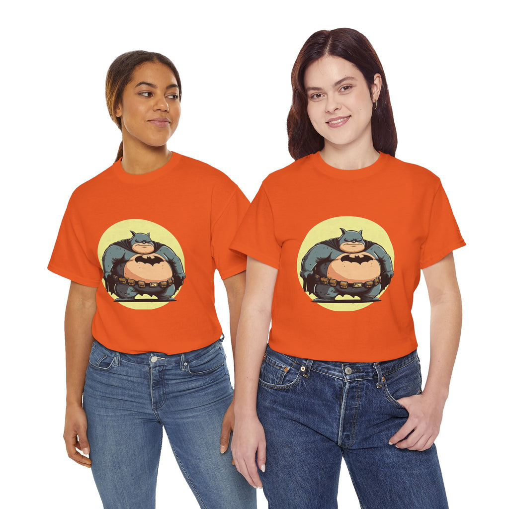 Funny Chubby Bat Hero T‑Shirt — Cute Fat Batman Parody Tee