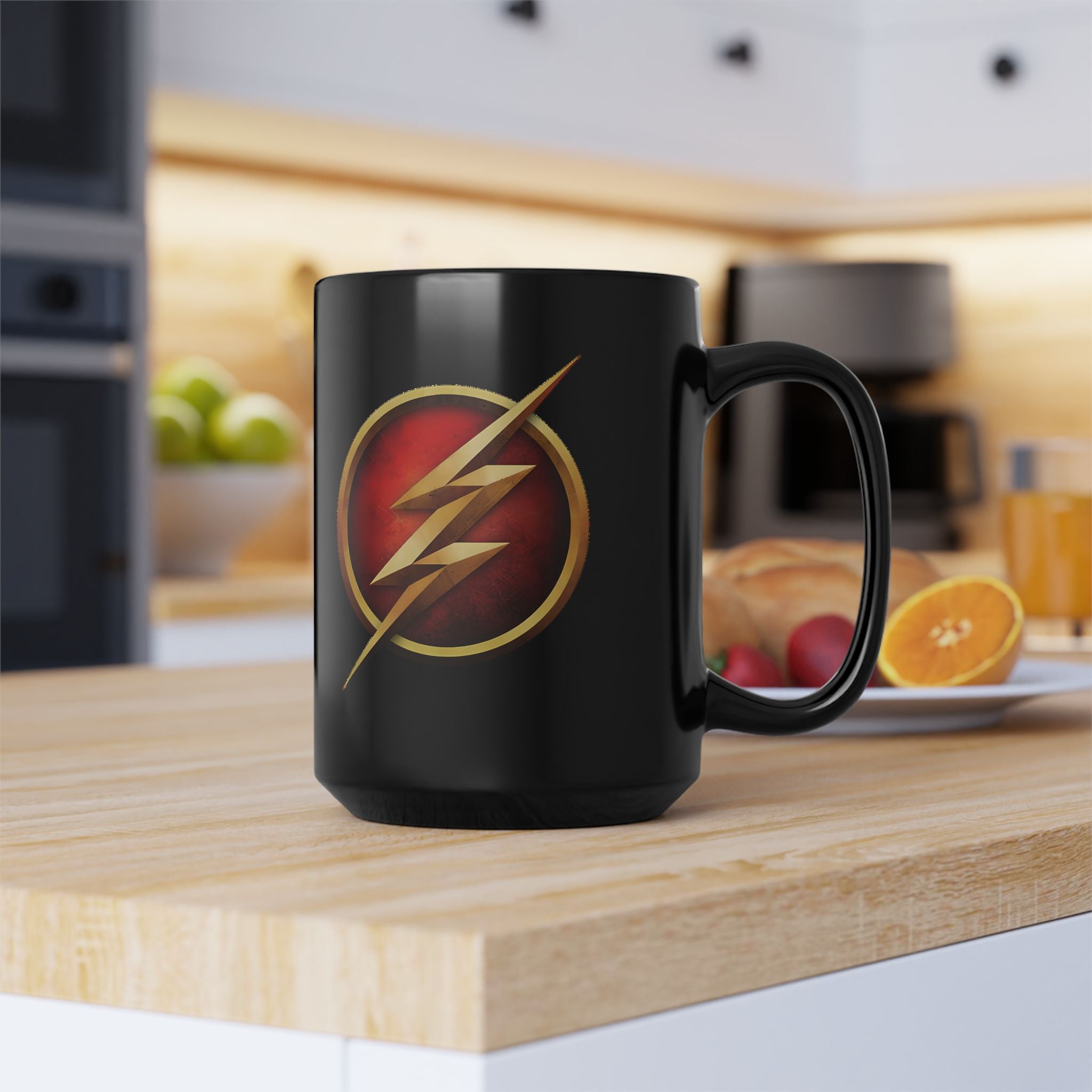 Classic DC Flash Lightning Bolt Mug - Scarlet Speedster Black Coffee Mug-  11oz & 15oz Speed Force Drinkware