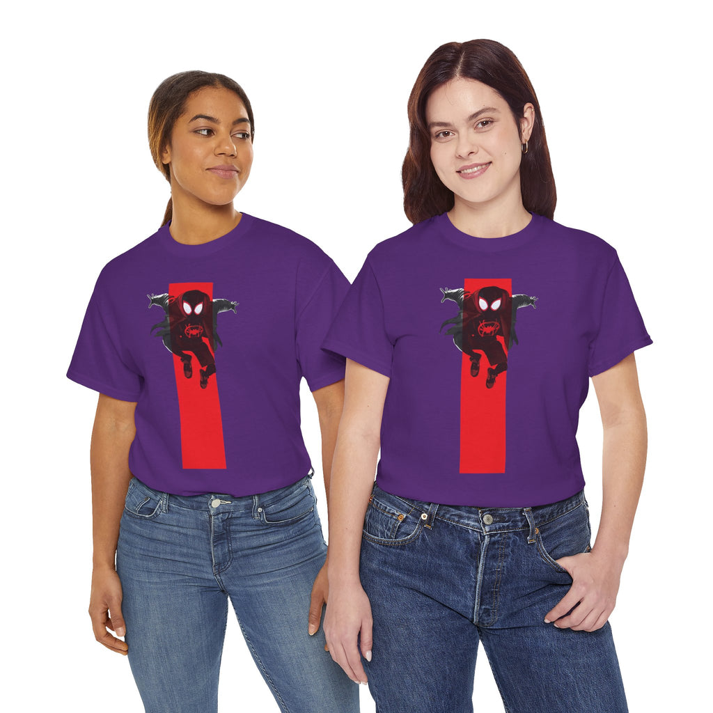 Marvel Miles Morales Spider-Man T-Shirt – Red Vertical Stripe Design | Premium Superhero Tee for Fans