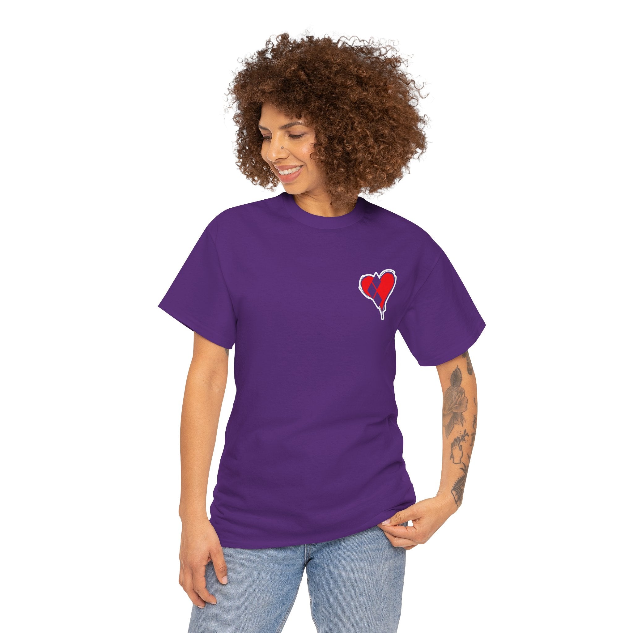 Harlequin Heart Tee — Joker-Inspired Playing Card Graphic T-Shirt