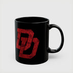 Daredevil Red Logo Black Coffee Mug — Marvel DD Logo (11oz & 15oz)
