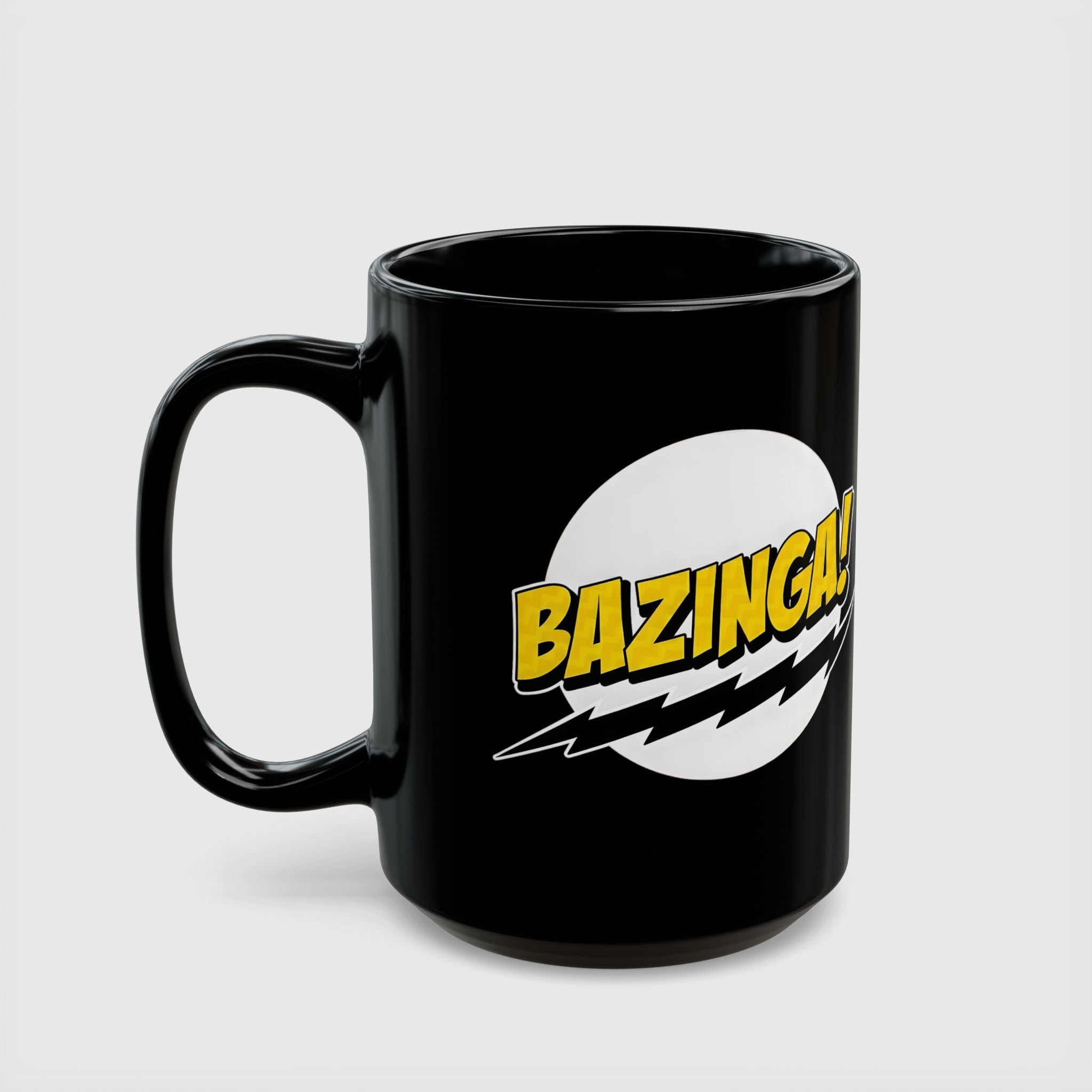 Bazinga! Retro Comic Black Ceramic Mug — 11oz & 15oz
