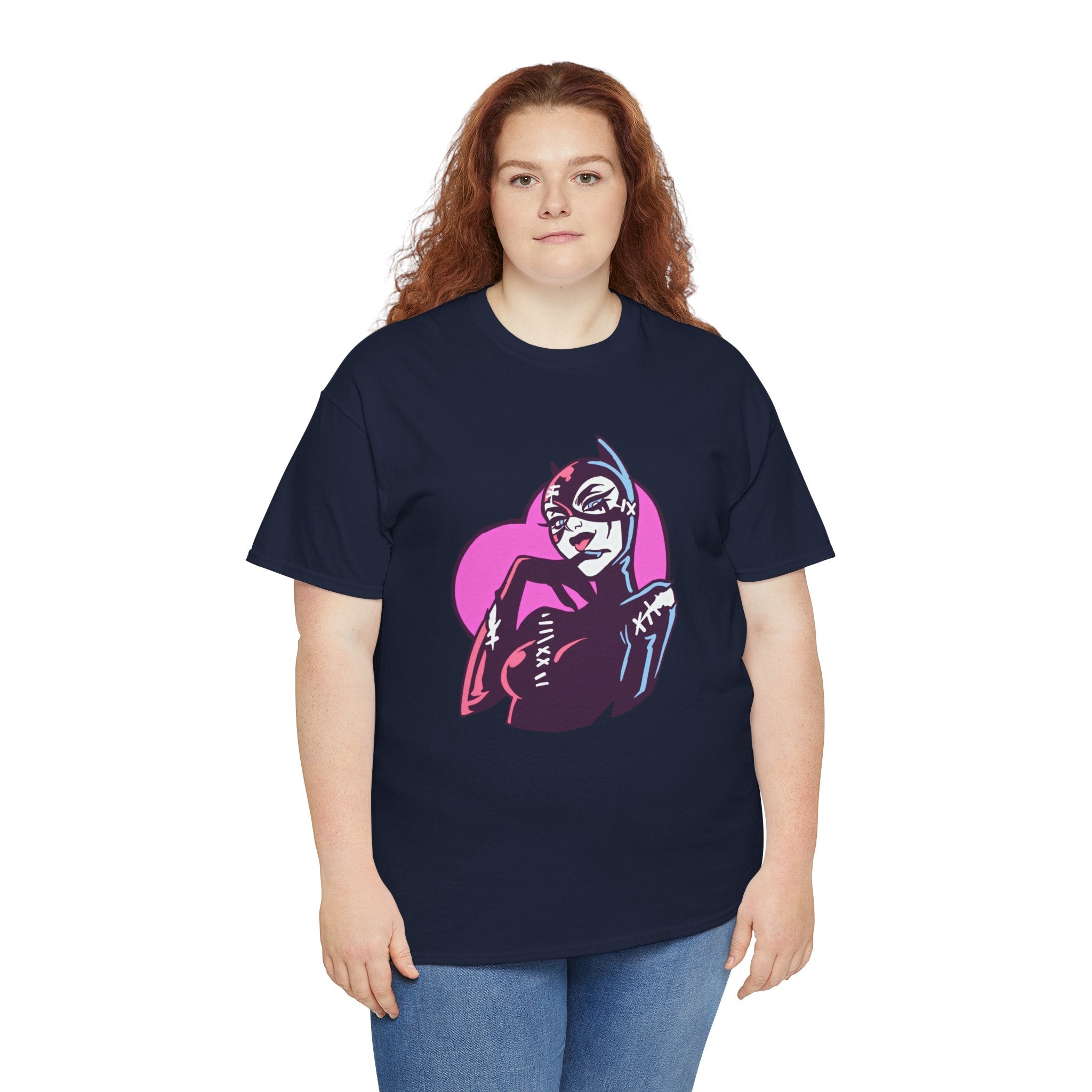 Catwoman Neon Heart Retro Comic T-Shirt — Catwoman Anti-Hero Tee
