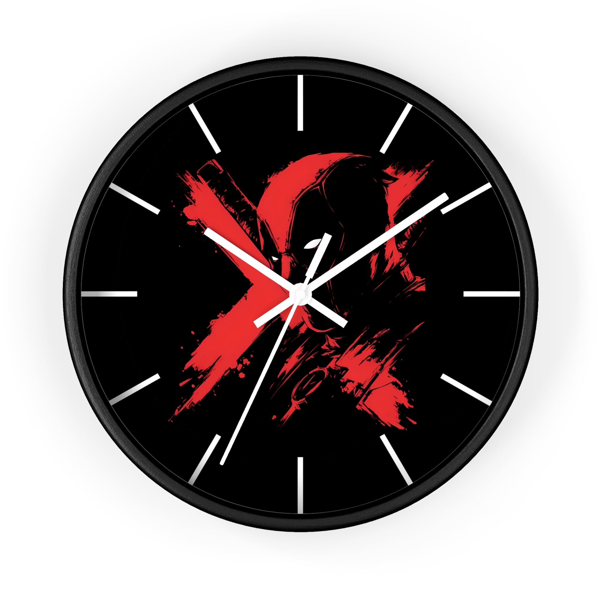 Deadpool Graphic Wall Clock — Black & Red Marvel Superhero Decor