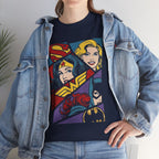 DC Girls Superhero Collage T‑Shirt — Wonder Woman, Supergirl & Batgirl Comic Tee