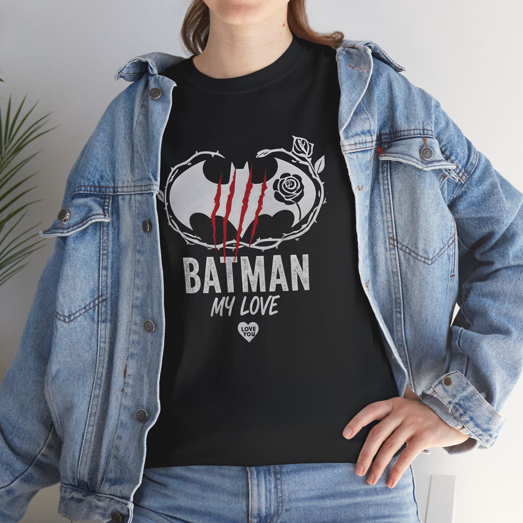 DC Batman "My Love" Heart Logo T-Shirt — Romantic Valentine’s Gift for Partners