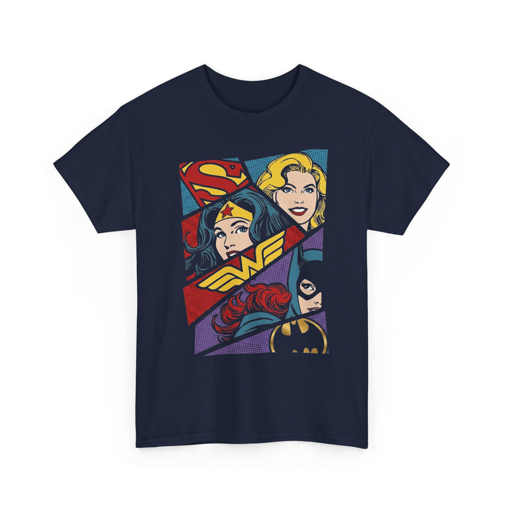 DC Girls Superhero Collage T‑Shirt — Wonder Woman, Supergirl & Batgirl Comic Tee