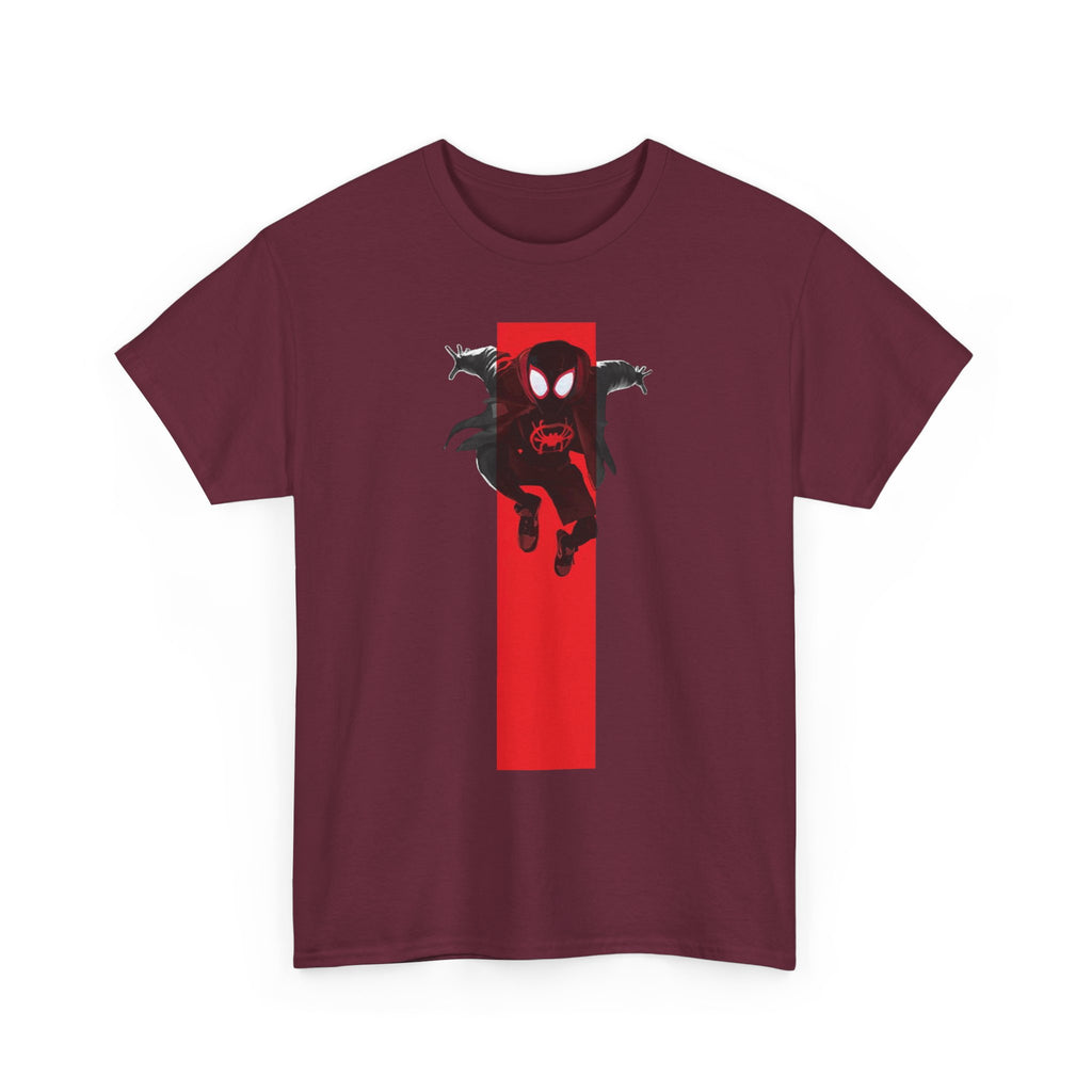 Marvel Miles Morales Spider-Man T-Shirt – Red Vertical Stripe Design | Premium Superhero Tee for Fans