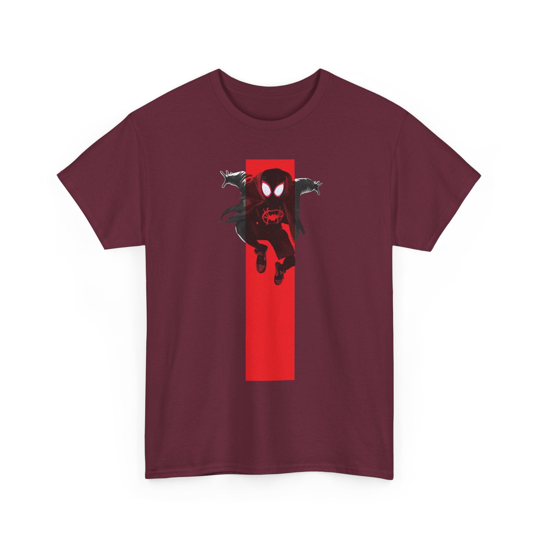 Marvel Miles Morales Spider-Man T-Shirt – Red Vertical Stripe Design | Premium Superhero Tee for Fans