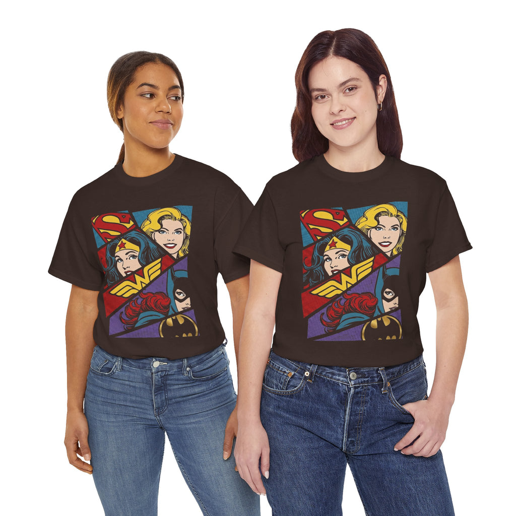 DC Girls Superhero Collage T‑Shirt — Wonder Woman, Supergirl & Batgirl Comic Tee