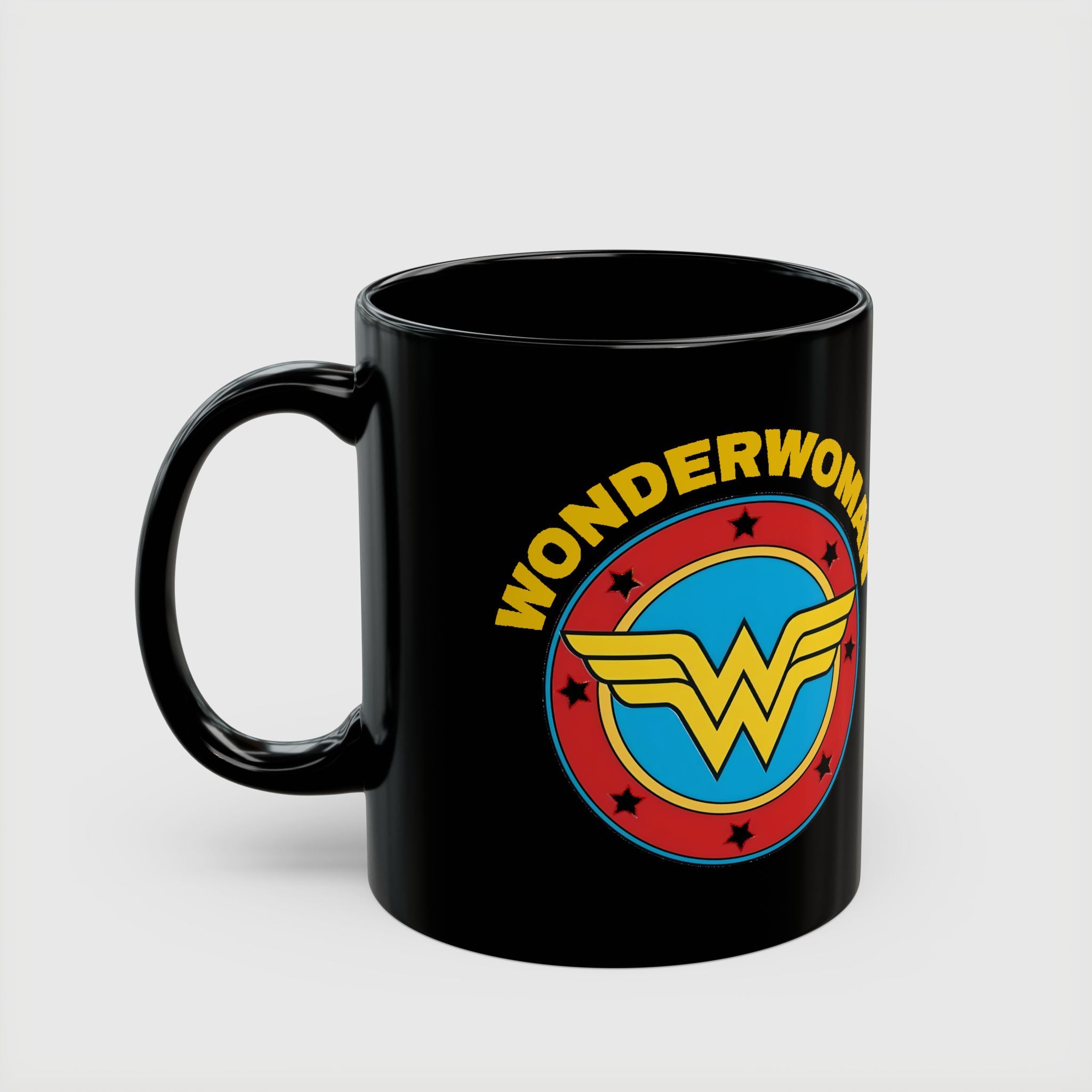 Wonder Woman Vintage Logo Coffee Mug - Retro DC Justice League Ceramic Cup - 11oz & 15oz