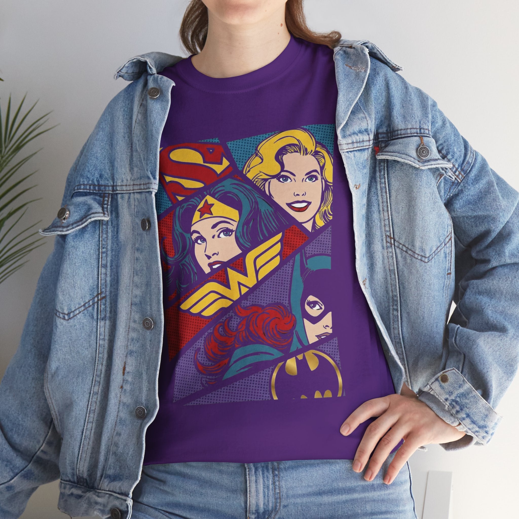DC Girls Superhero Collage T‑Shirt — Wonder Woman, Supergirl & Batgirl Comic Tee