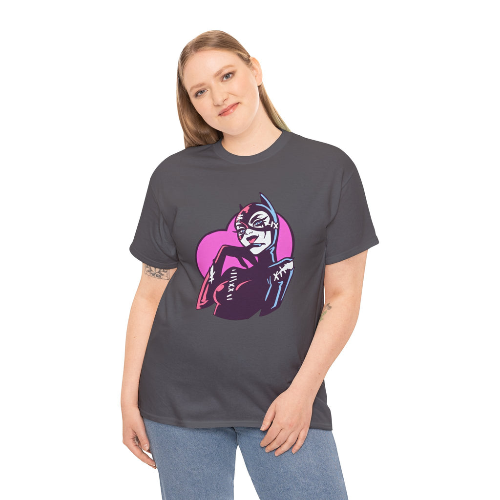 Catwoman Neon Heart Retro Comic T-Shirt — Catwoman Anti-Hero Tee