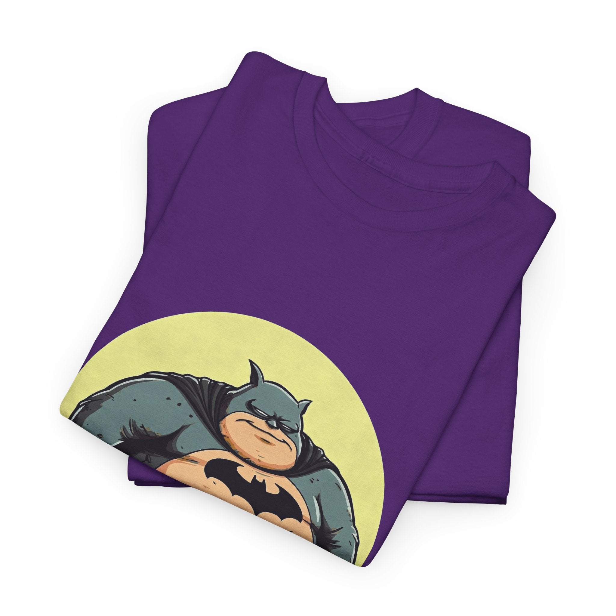 Funny Chubby Bat Hero T‑Shirt — Cute Fat Batman Parody Tee