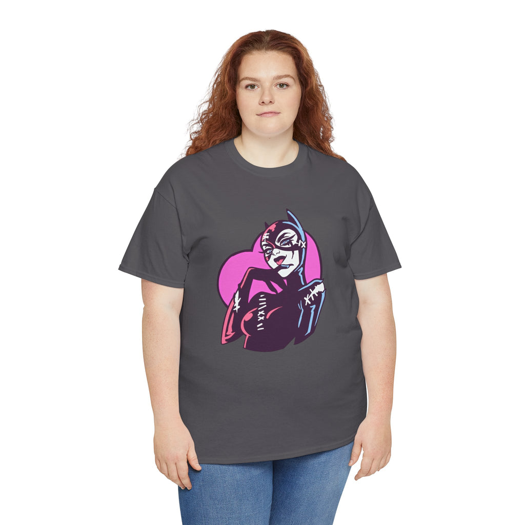 Catwoman Neon Heart Retro Comic T-Shirt — Catwoman Anti-Hero Tee