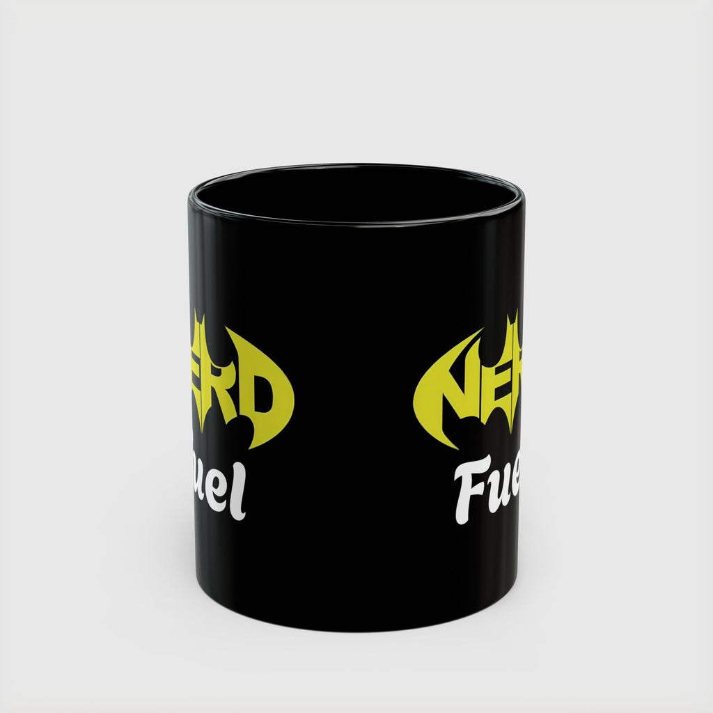 Nerd Fuel Black Morning Coffee Mug — Nerd Batman Logo 11oz/15oz