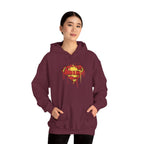 Dripping Superman Emblem Hoodie — Retro Grunge Bleeding Superman Pullover