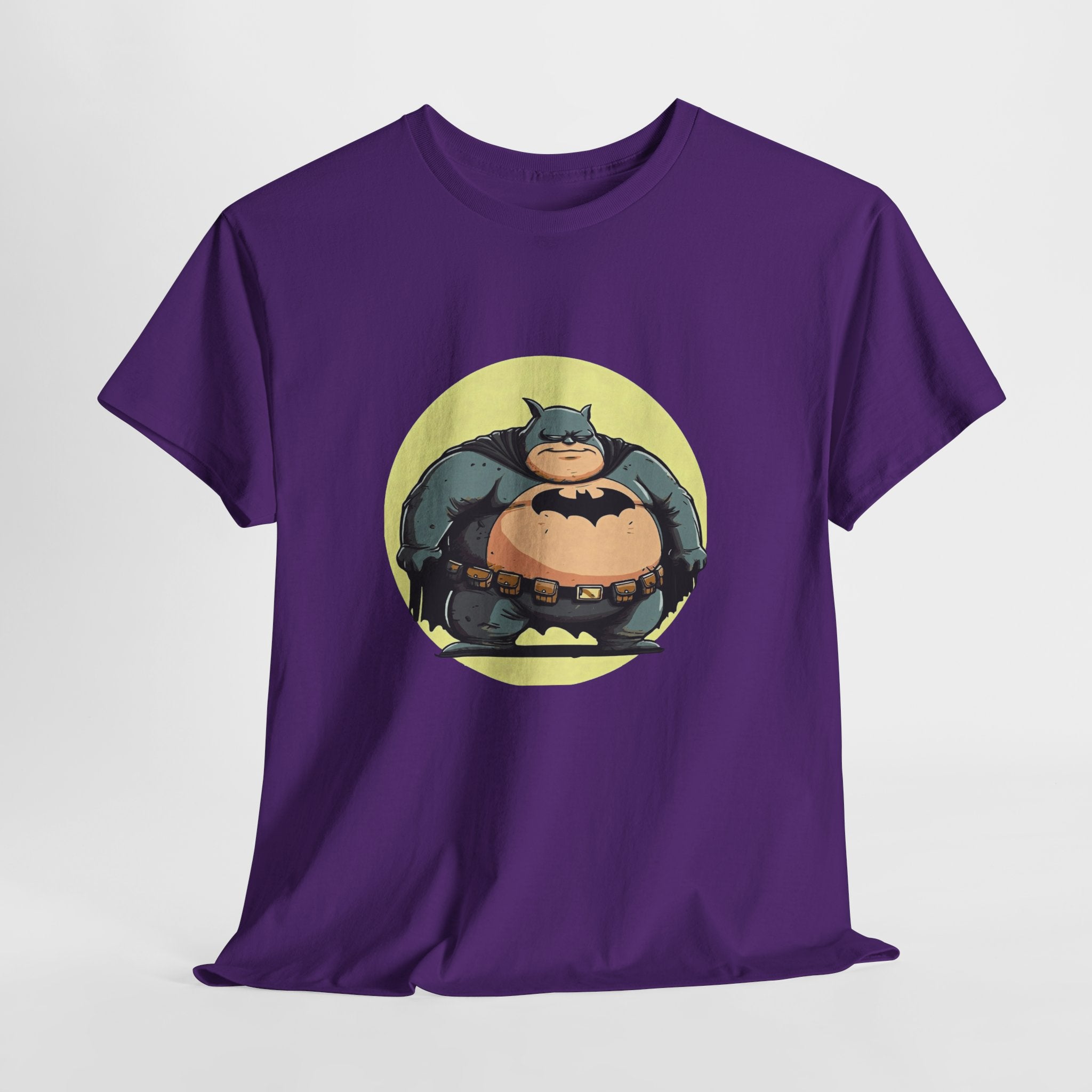Funny Chubby Bat Hero T‑Shirt — Cute Fat Batman Parody Tee
