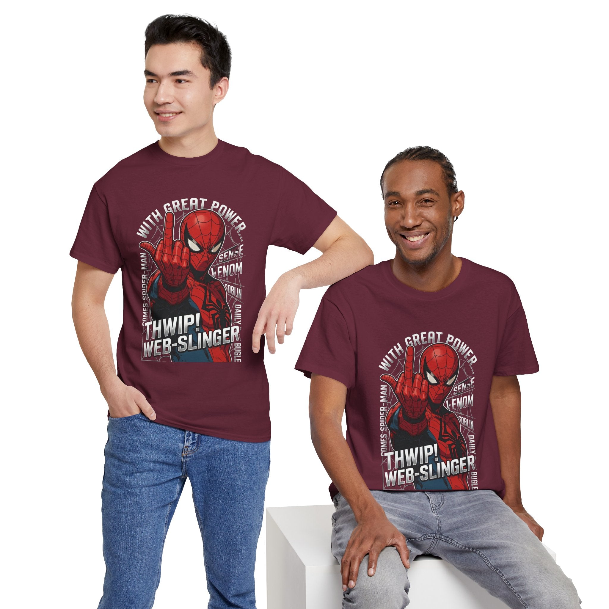 Marvel Spider-Man 'Gives the Finger' Comic Tee — Web-Slinger Graphic T-Shirt