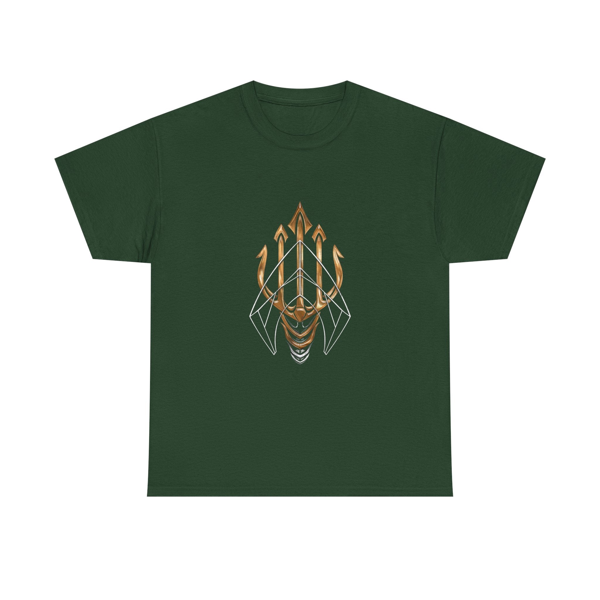 Gold Aquaman Trident Graphic Tee – Jason Momoa Aquaman Logo T-Shirt