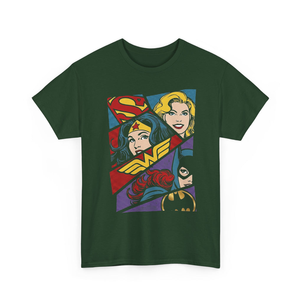 DC Girls Superhero Collage T‑Shirt — Wonder Woman, Supergirl & Batgirl Comic Tee