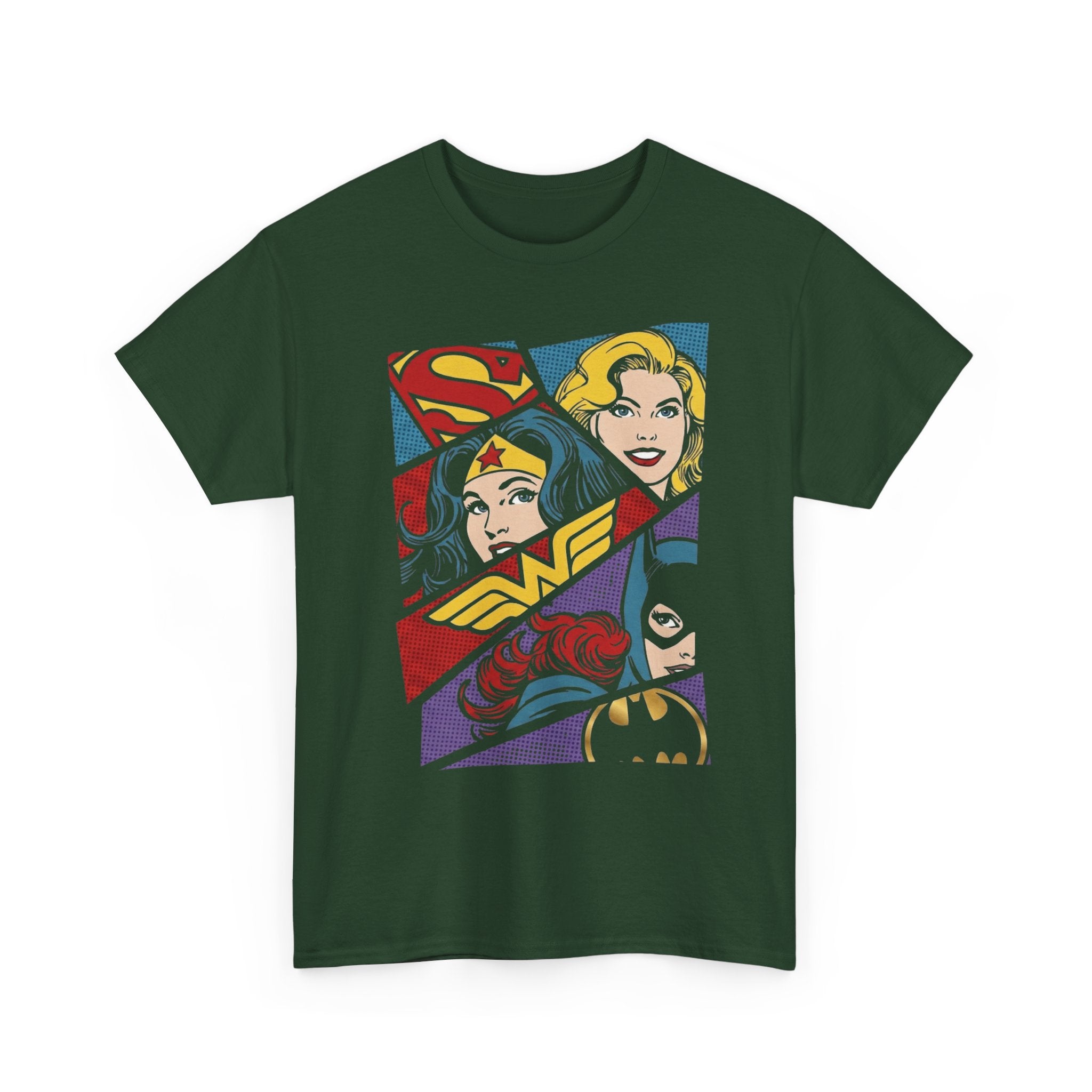 DC Girls Superhero Collage T‑Shirt — Wonder Woman, Supergirl & Batgirl Comic Tee