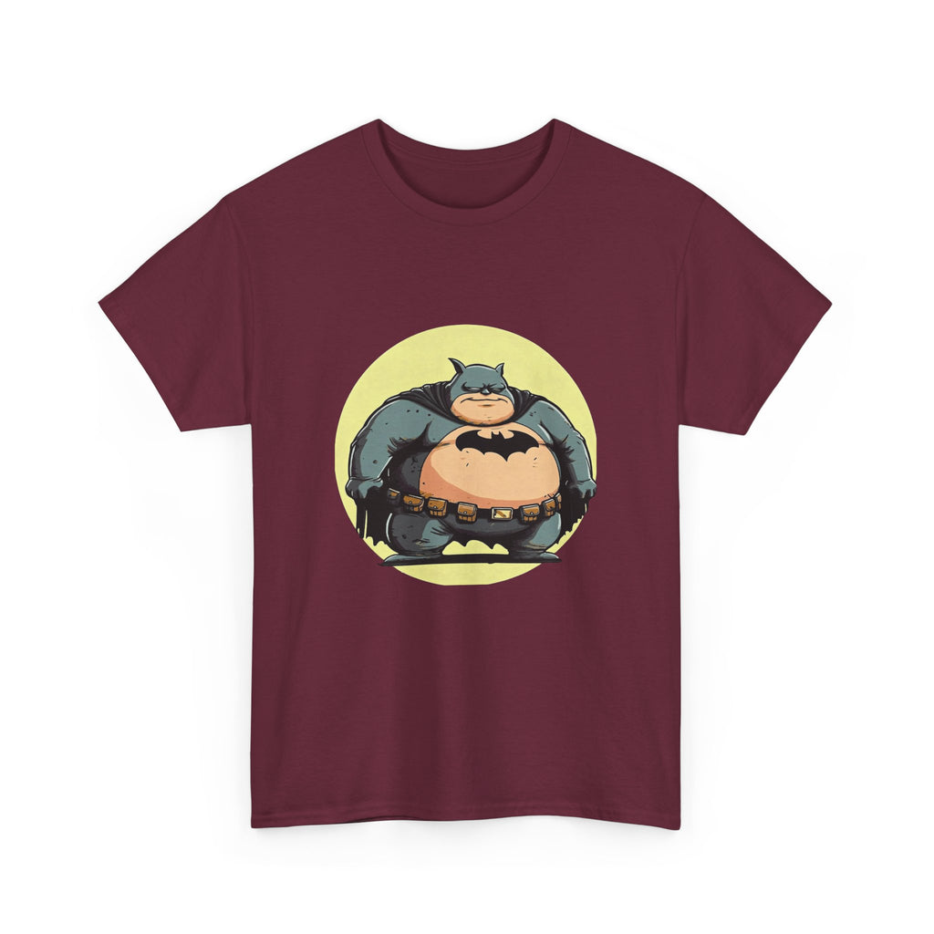 Funny Chubby Bat Hero T‑Shirt — Cute Fat Batman Parody Tee