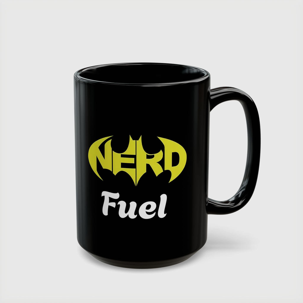 Nerd Fuel Black Morning Coffee Mug — Nerd Batman Logo 11oz/15oz