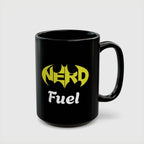 Nerd Fuel Black Morning Coffee Mug — Nerd Batman Logo 11oz/15oz
