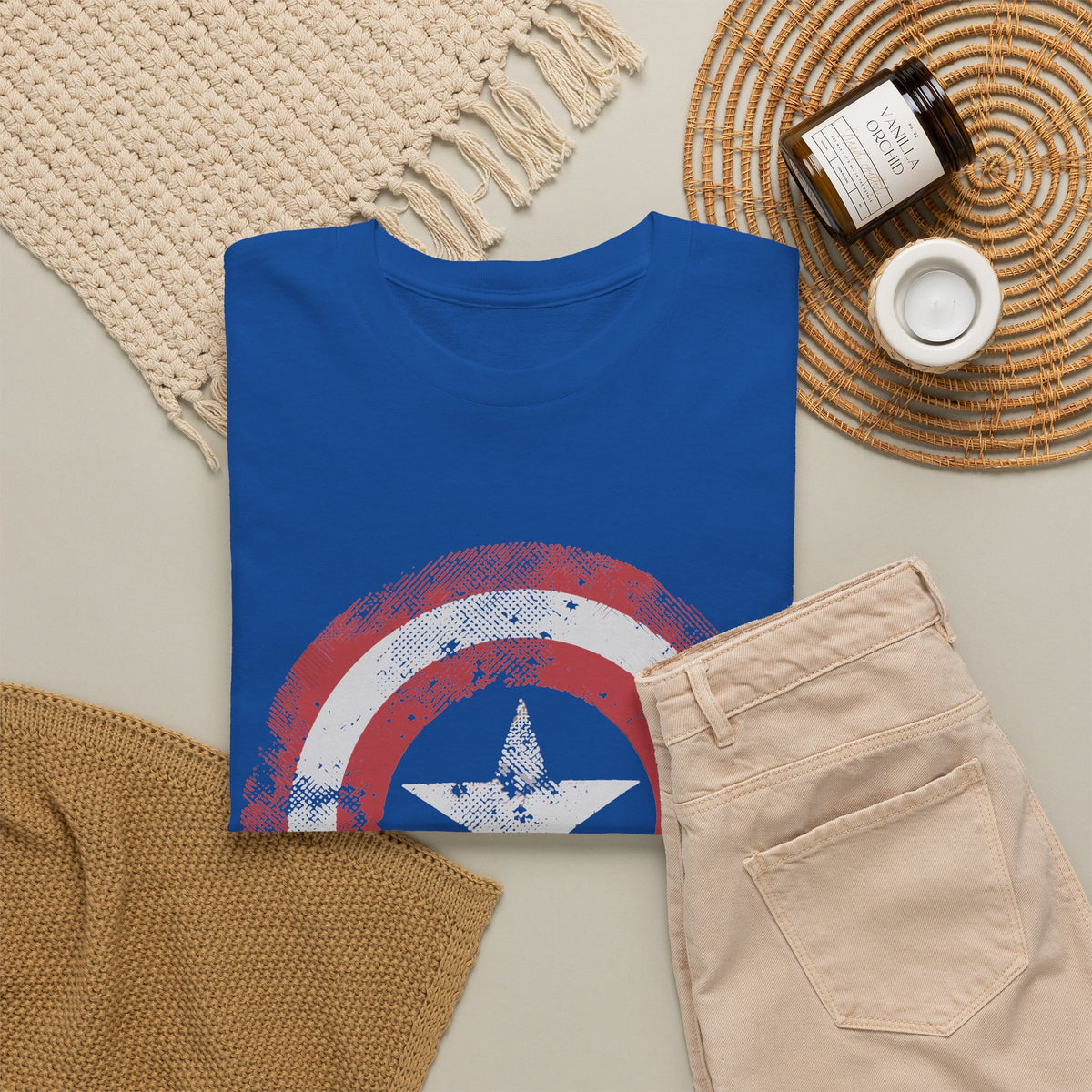 Vintage Captain America Shield Star T-Shirt - Unisex Distressed Avengers Tee