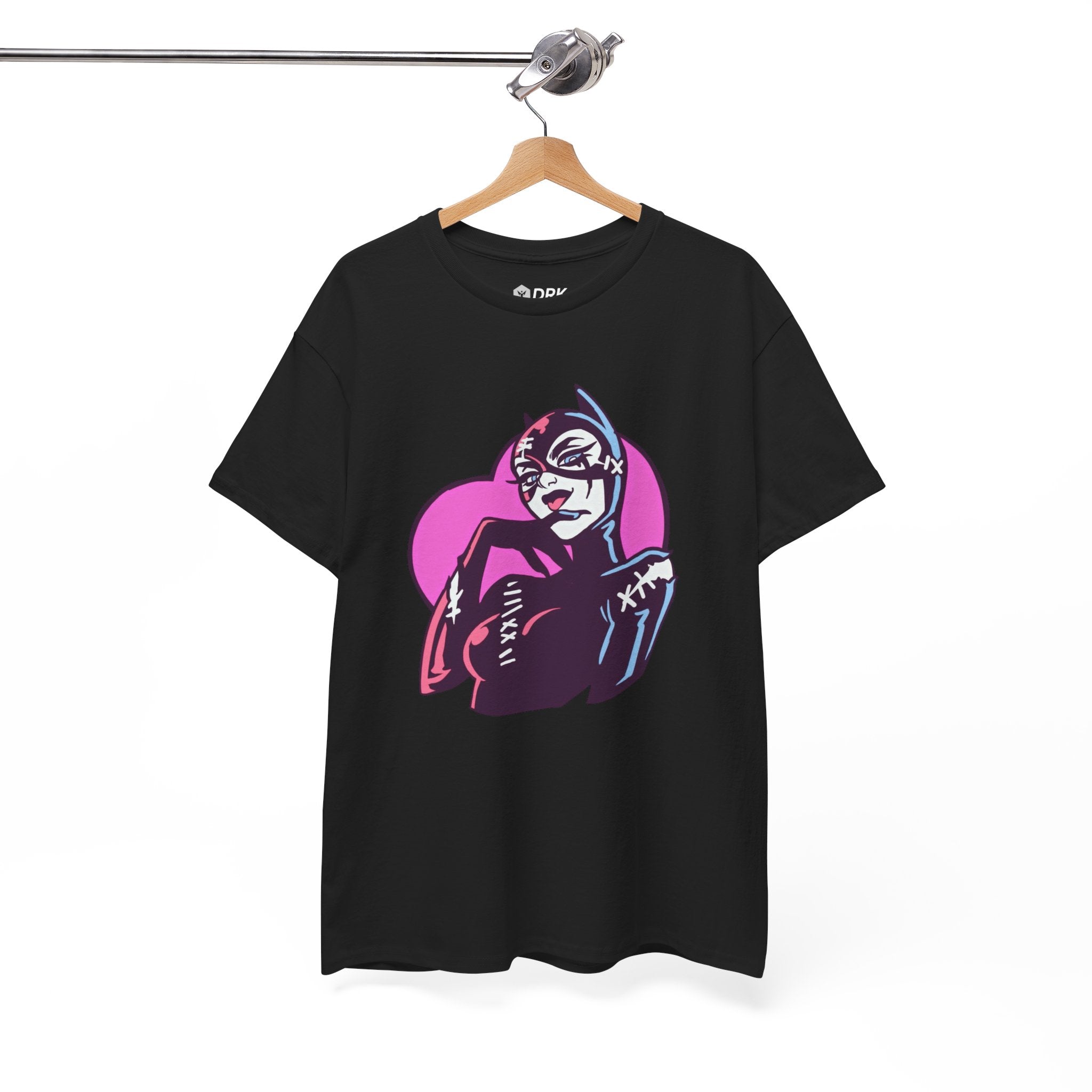 Catwoman Neon Heart Retro Comic T-Shirt — Catwoman Anti-Hero Tee