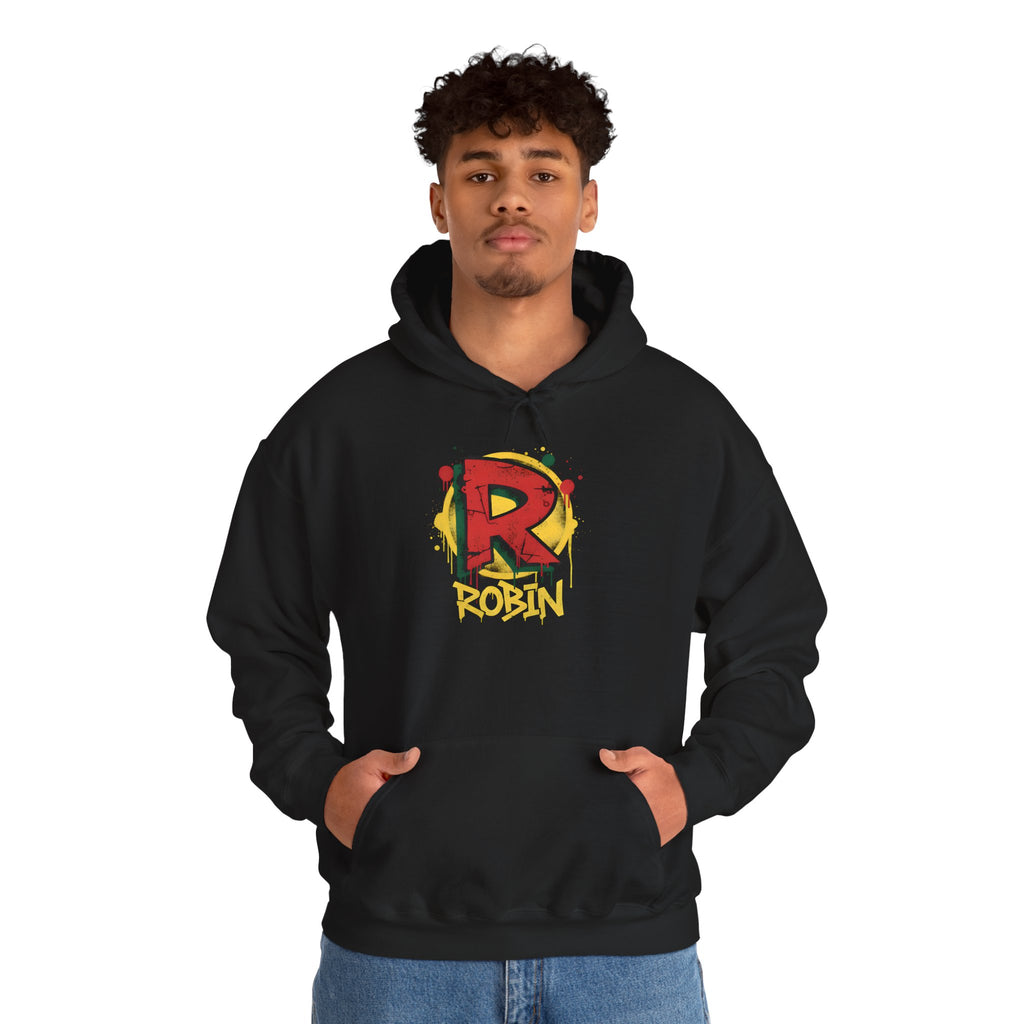 DC Robin Graffiti Hoodie — Dick Grayson "R" Street Art Pullover