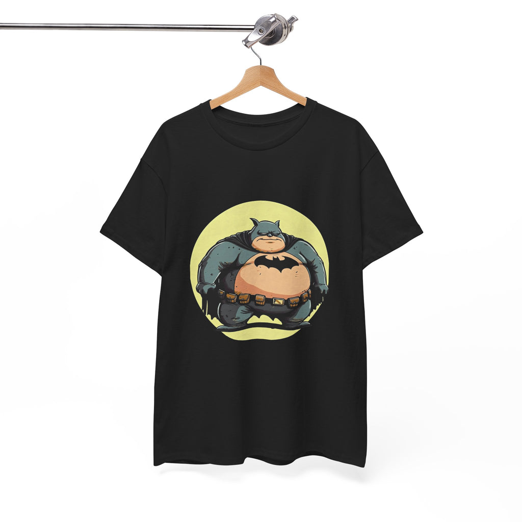 Funny Chubby Bat Hero T‑Shirt — Cute Fat Batman Parody Tee
