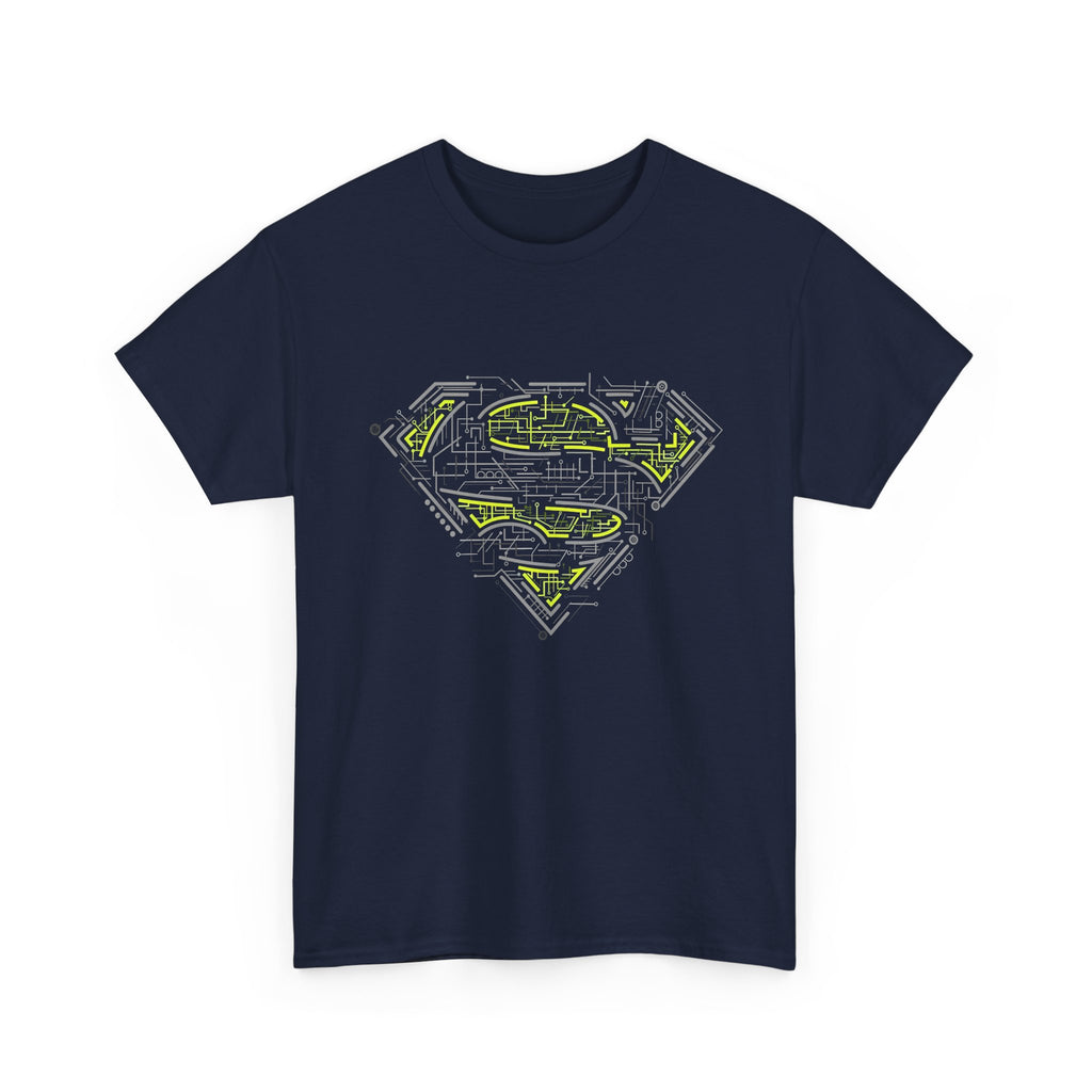 Superman Tech Shield T-Shirt — Futuristic Man of Steel Fanart Logo Tee