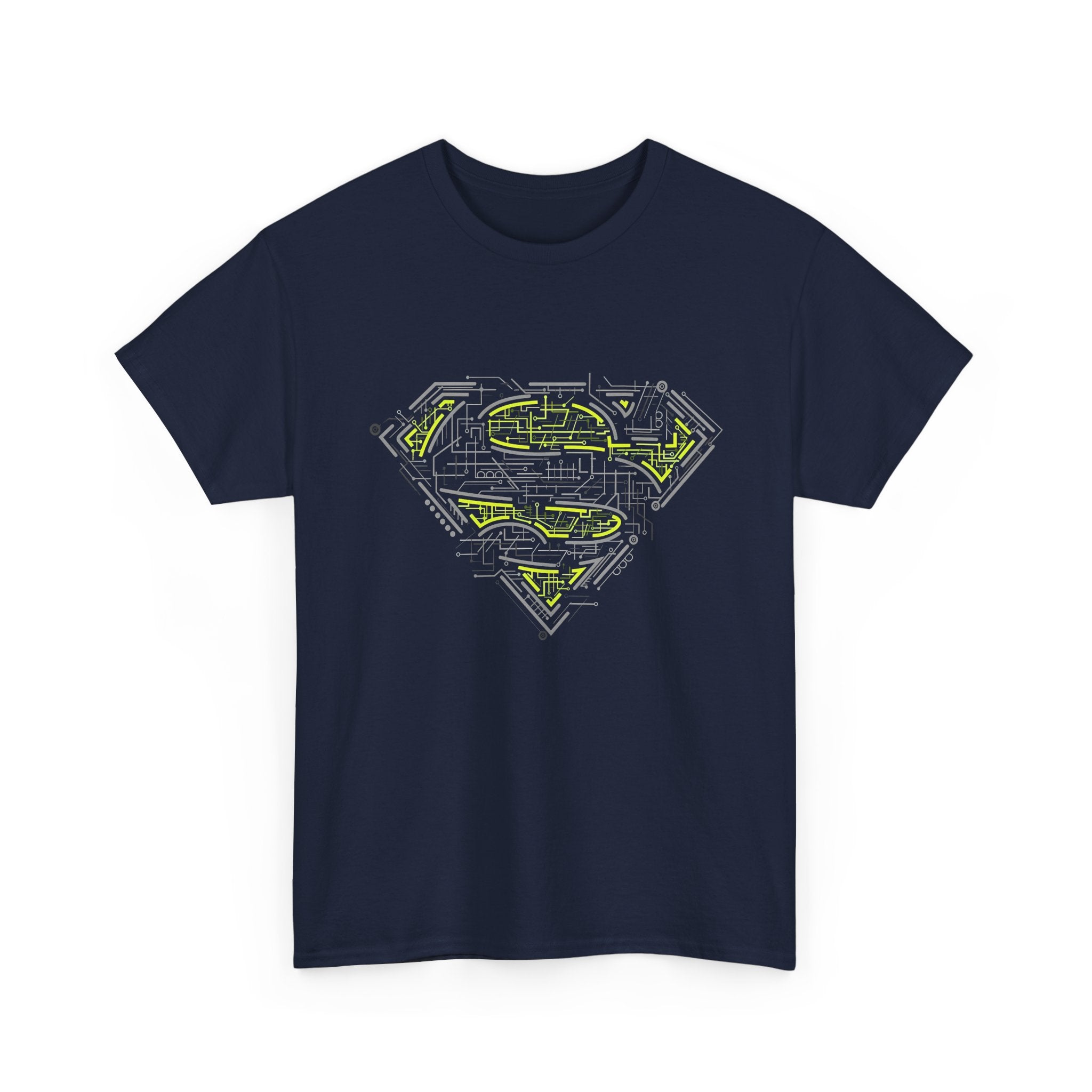 Superman Tech Shield T-Shirt — Futuristic Man of Steel Fanart Logo Tee