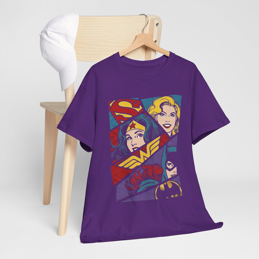 DC Girls Superhero Collage T‑Shirt — Wonder Woman, Supergirl & Batgirl Comic Tee