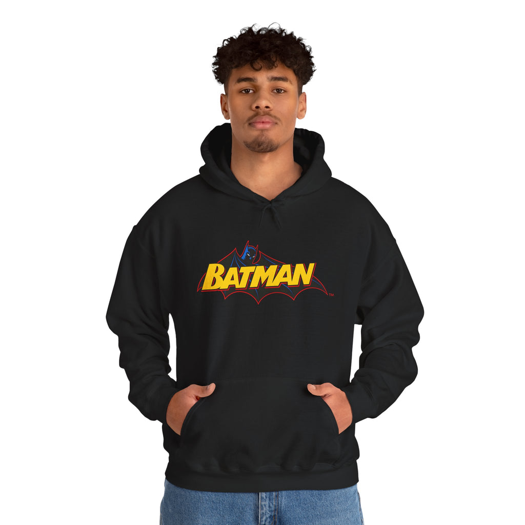 Batman DC Comics Inspired Logo Hoodie — Retro Bold Graphic Batman Sweatshirt