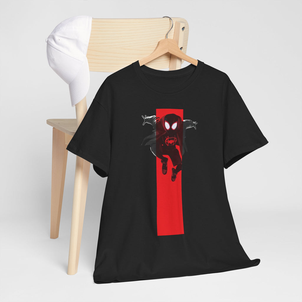 Marvel Miles Morales Spider-Man T-Shirt – Red Vertical Stripe Design | Premium Superhero Tee for Fans