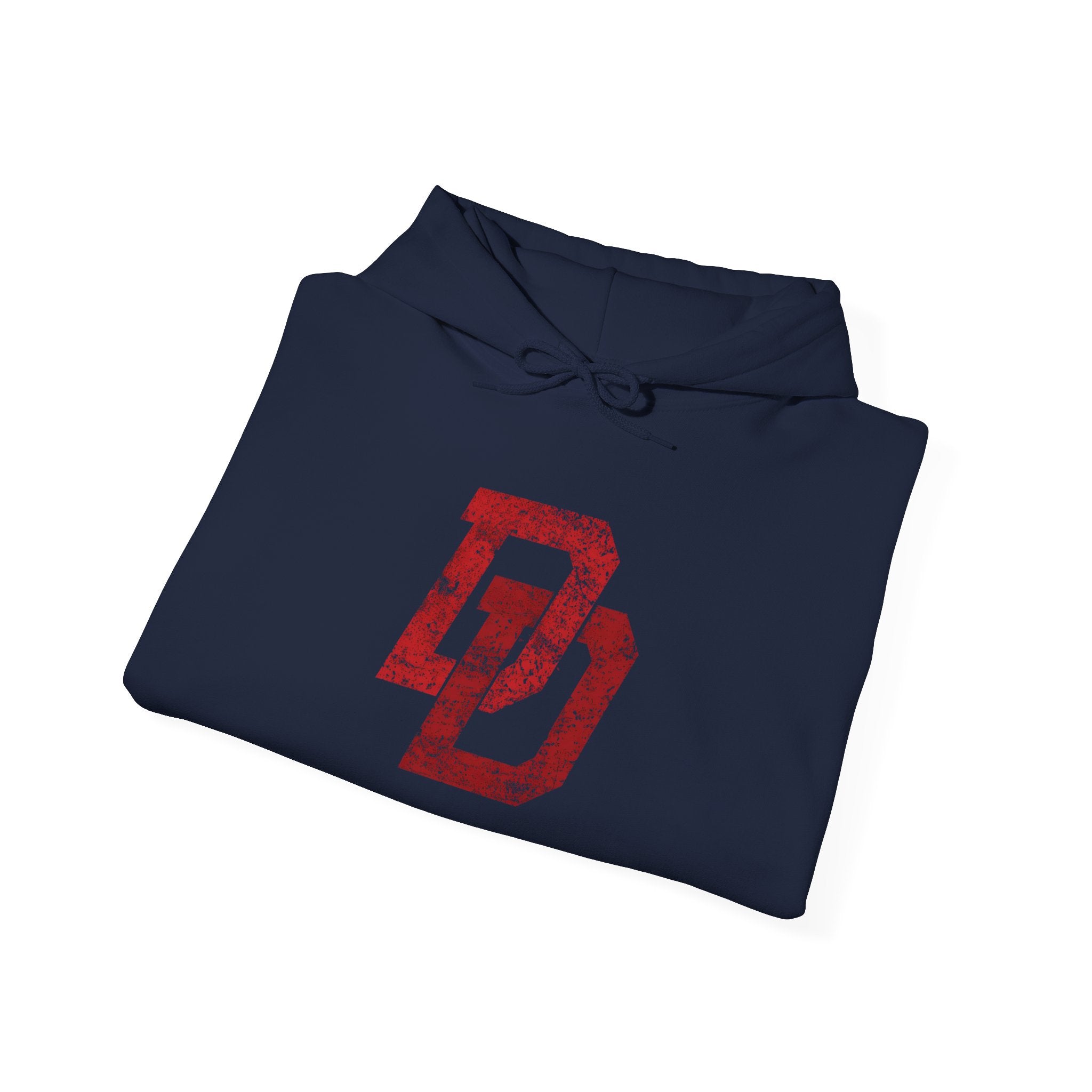 Daredevil Distressed DD Logo Hoodie — Marvel Superhero Sweatshirt